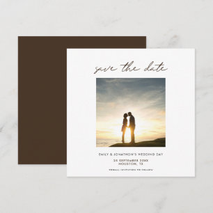 Save The Date Photo contemporaine Script moderne Brown