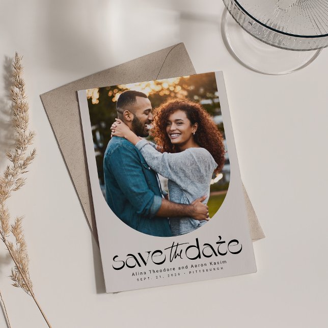 Save The Date Photo courbée moderne et tendance (Créateur téléchargé)