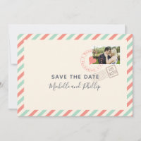 photo d'annonce de mariage vintage par avion