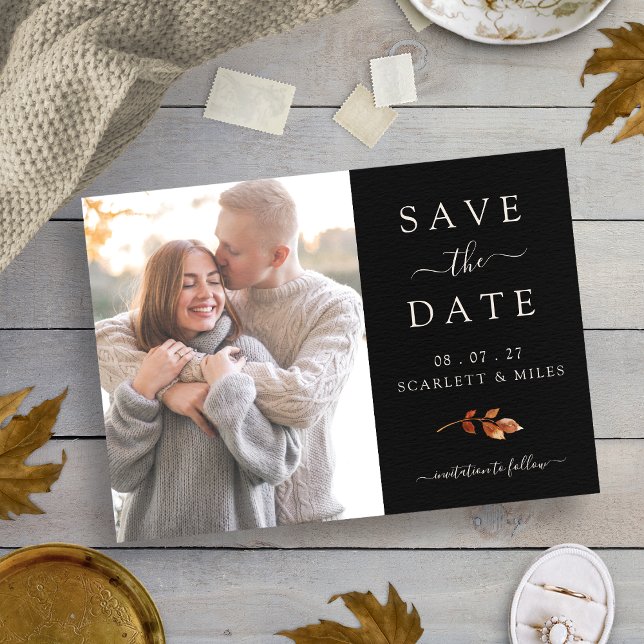 Save The Date Photo d'automne noir (Black Fall Photo Save The Date
)