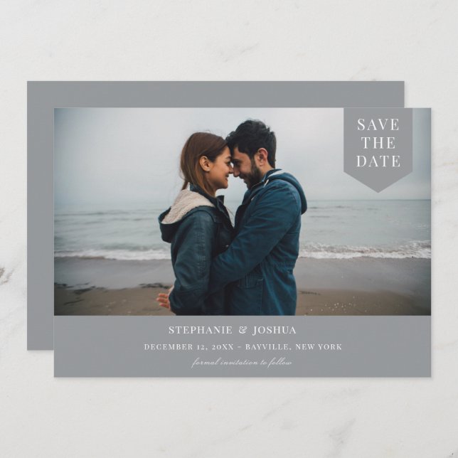 Save The Date Photo de balise simple (Devant / Derrière)