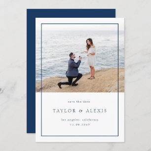 Save The Date Photo de cadre minimaliste moderne bleu marine