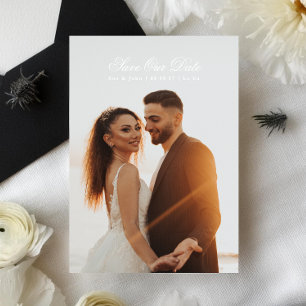 Save The Date Photo de calligraphie classique blanche et noire