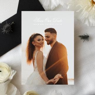 Save The Date Photo de calligraphie classique blanche et noire