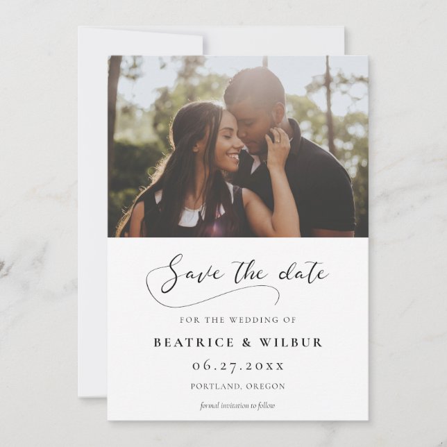 Save The Date Photo de calligraphie romantique élégante (Devant)