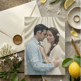 Save The Date Photo de carreaux bleus méditerranéens Mariage sur