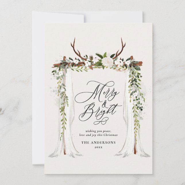 Save The Date Photo de cerf rustique joyeux et chic brillant chr (Devant)