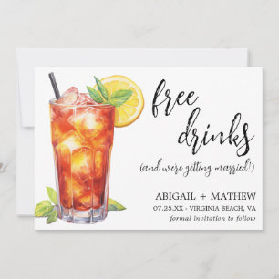 Save The Date Photo de cocktail drôle de Long Island Iced Tea po