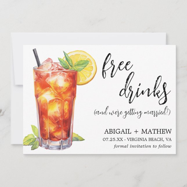 Save The Date Photo de cocktail Funny Long Island Iced Tea pour  (Devant)