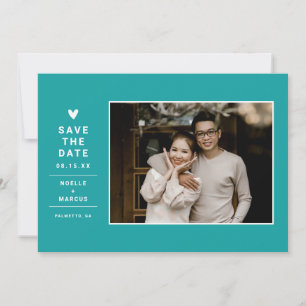 Save The Date Photo de coeur moderne couleur simple et solide  A