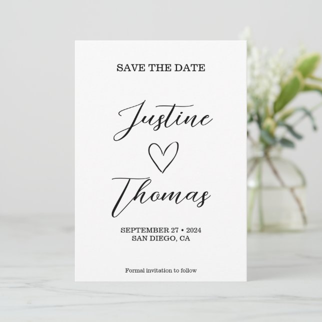 Save The Date Photo de coeur tirée à la main (Debout devant)