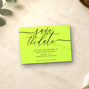 Save The Date Photo de date de mariage Cyber Lime Jet Black