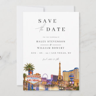 Save The Date Photo de destination aquarelle de la skyline de La