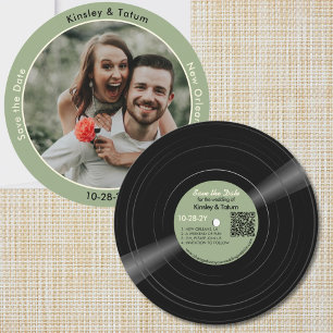 Save The Date Photo de disque vinyle Vert Mariage Enregistrer la