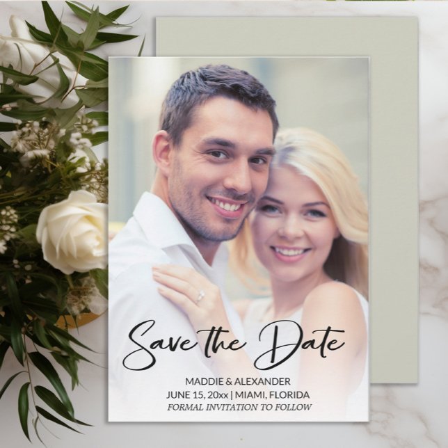 Save The Date Photo de fiançailles moderne manuscrite (Wedding Save the Date photo card)