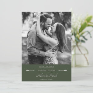 Save The Date Photo de flèches minimalistes Vert olive