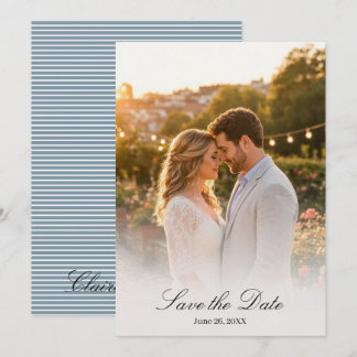Save The Date Photo de Fleur Sauvage Bleu Corail Enregistrer la