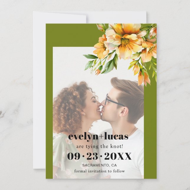 Save The Date Photo de fleurs orange jaune de rhododendron pour  (Devant)