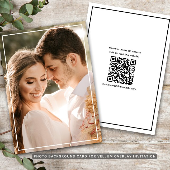 Save The Date Photo de fond de superposition de vélin avec code  (Modern QR Code Vellum Overlay Background Photo Save The Date
)