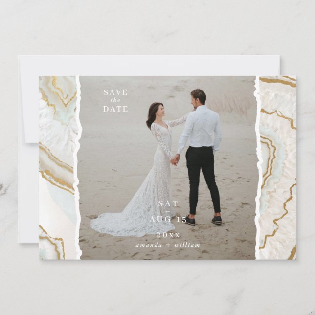 Save The Date Photo de fond en quartz agate Mariage  (Devant)