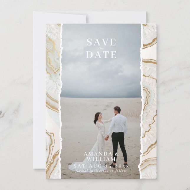 Save The Date Photo de fond en quartz agate Mariage  (Devant)