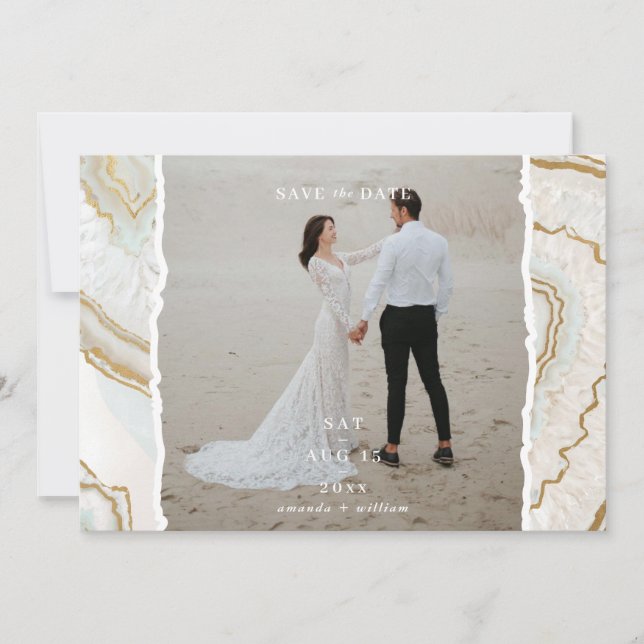 Save The Date Photo de fond en quartz agate pour mariage  (Devant)