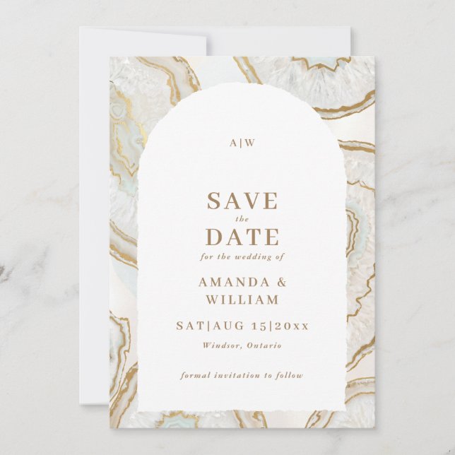 Save The Date Photo de fond en quartz agate pour mariage  (Devant)