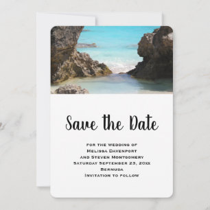 Save The Date Photo de la côte des Bermudes et mer tropicale