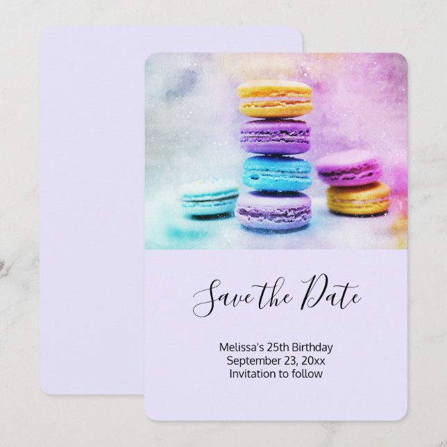 Save The Date Photo de Macarons colorés (Devant / Derrière)