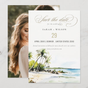 Save The Date Photo de mariage à destination côtière tropicale