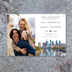 Save The Date Photo de mariage à l'aquarelle de la skyline de Ph