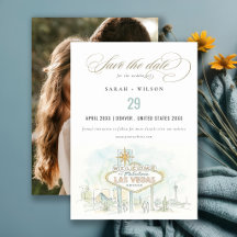 Photo de mariage à l'aquarelle de Las Vegas Nevada