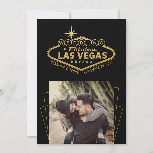 Save The Date Photo de mariage à Las Vegas noir or (Devant)