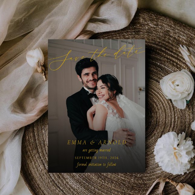 Save The Date Photo de mariage à l'écriture calligraphique éléga (Créateur téléchargé)