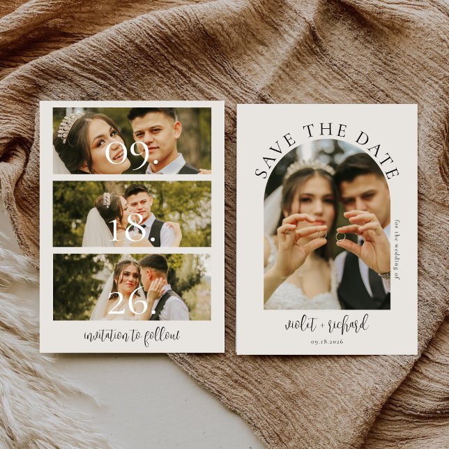 Save The Date Photo de mariage à l'écriture calligraphique minim (Créateur téléchargé)
