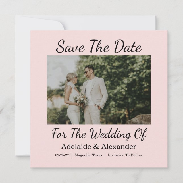 Save The Date Photo de mariage à l'écriture élégante (Devant)