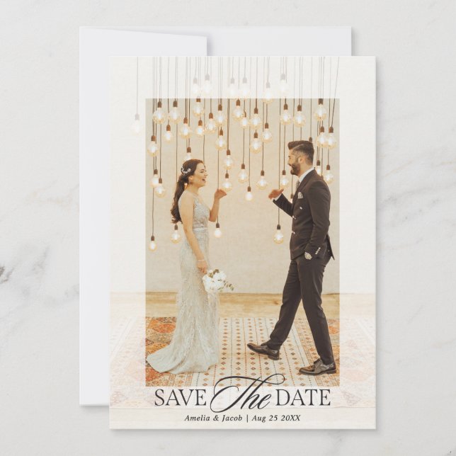Save The Date Photo de mariage à l'écriture élégante moderne  (Devant)