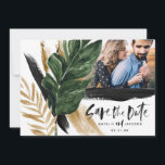 Save The Date Photo de mariage abstrait tropical moderne peint<br><div class="desc">Carte de rappel de mariage abstrait tropical moderne à photo unique. Fait partie d'une collection de mariage moderne.</div>