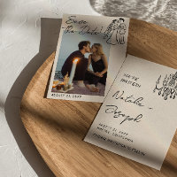 Photo de mariage amusant d'un couple moderne dessi