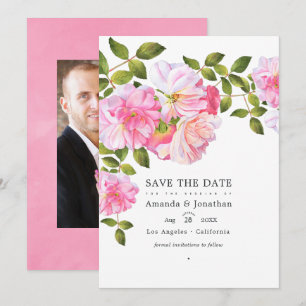 Save The Date Photo de mariage au jardin de roses roses