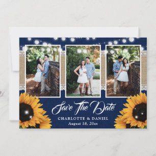 Save The Date Photo de mariage au tournesol en dentelle de burla
