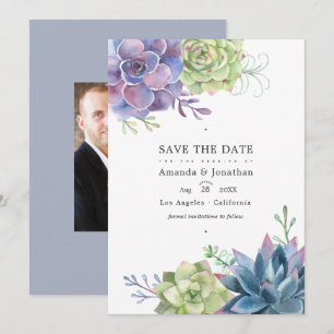 Save The Date Photo de mariage aux cactus succulents du désert à