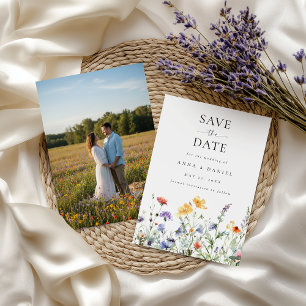 Save The Date Photo de mariage aux fleurs sauvages