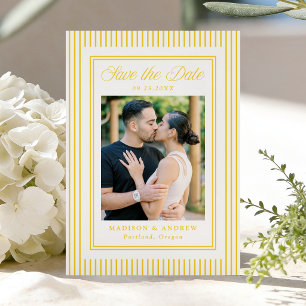 Save The Date Photo de mariage aux rayures jaunes classiques
