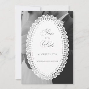 Save The Date Photo de mariage avec dentelle vintage