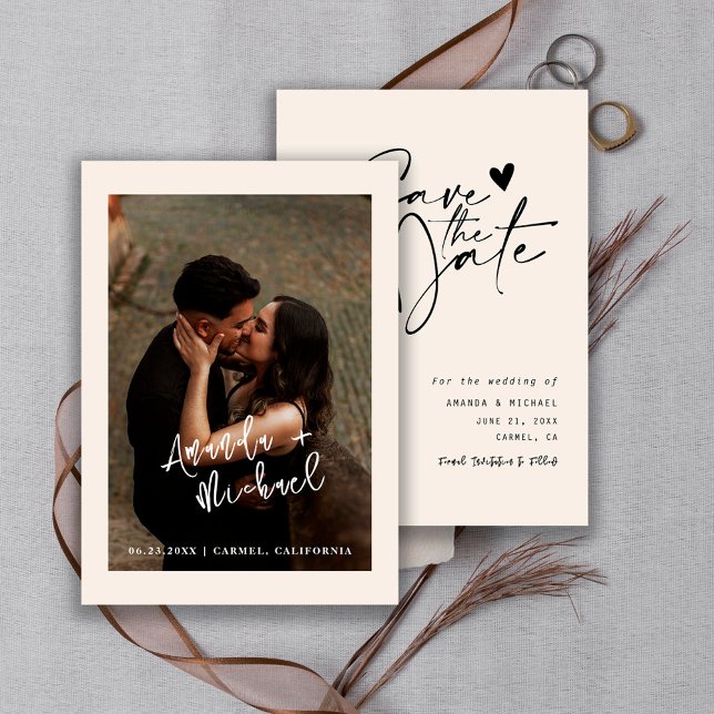 Save The Date Photo de mariage avec écriture moderne (Créateur téléchargé)