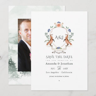 Save The Date Photo de mariage avec monogramme de la crête de la