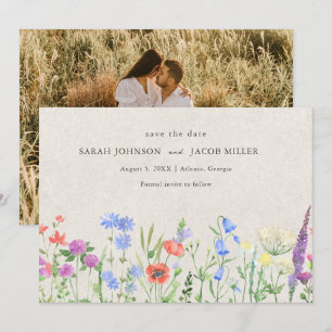 Save The Date Photo de mariage bohème aux fleurs sauvages