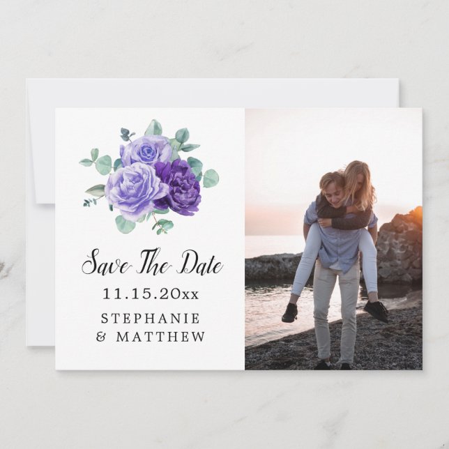 Save The Date Photo de mariage botanique Eucalyptus à floraison  (Devant)