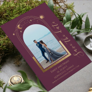 Save The Date Photo de mariage céleste au plum mystique or